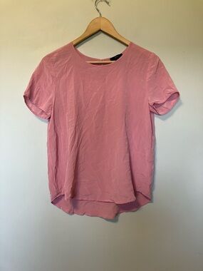J. Crew 100% Silk Dusty Pink Short-Sleeve Crewneck Top